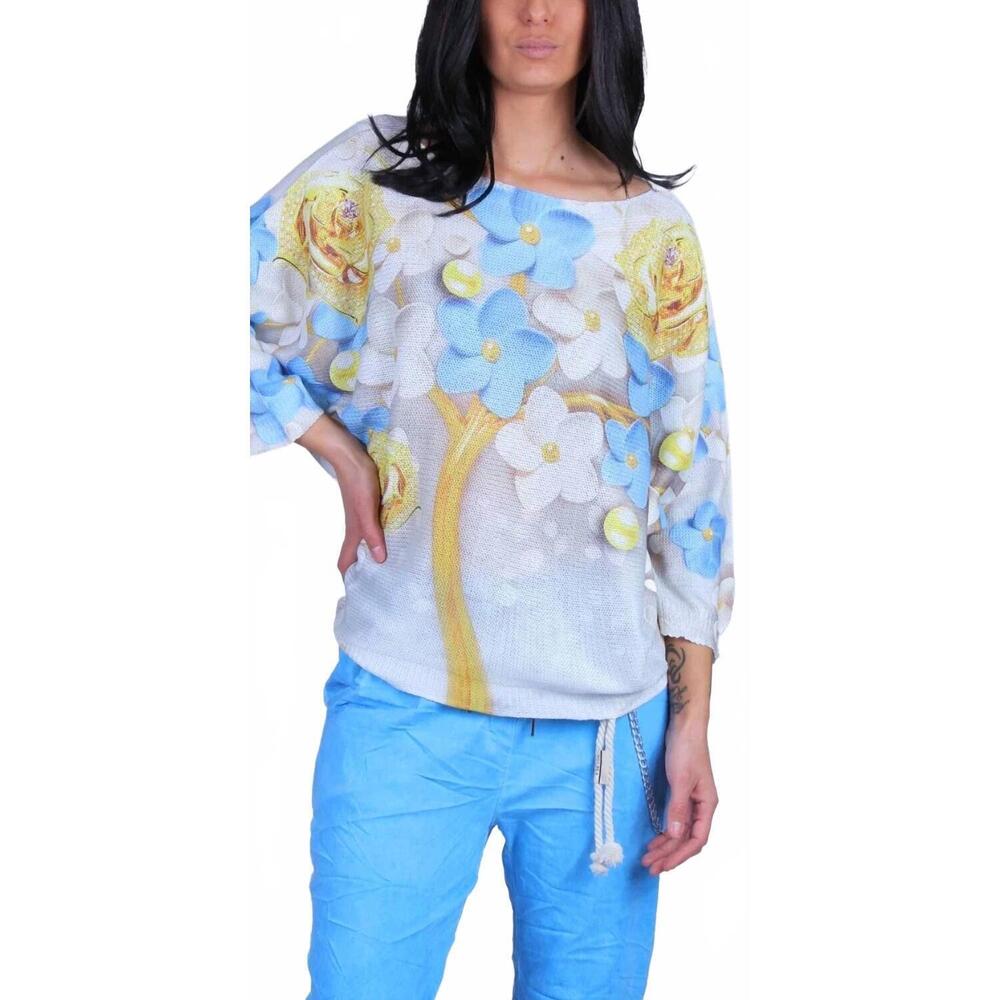 NEW GIGI MODA in fiore batwing sweater in white